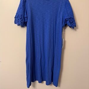 Chico's T-Shirt Dress with Tiered Ruffle Eyelet Sleeves.Size XL